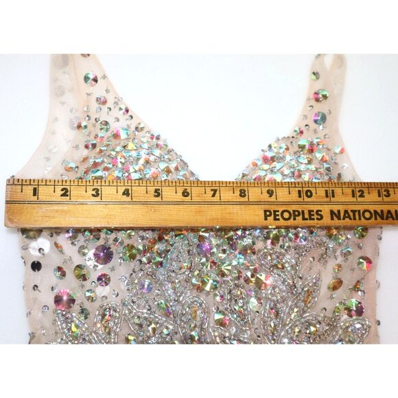 Prom Gown Rhinestone Mesh Beaded Black Formal Dress Glam Sparklecore - Picture 8 of 9